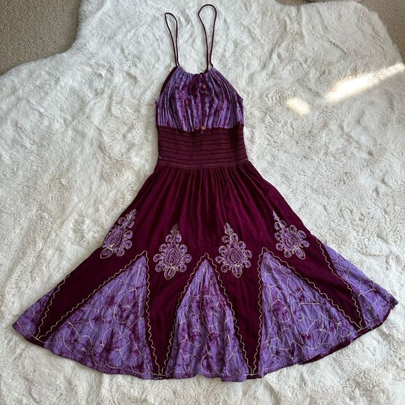 Hippie purple made in india embroidered hippy midi dress - Picture 5 of 15
